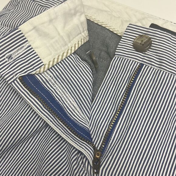 Land’s End Blue and White Vertical Striped Fit 2 Cropped Cotton Blend Pants- Siz - Picture 9 of 13